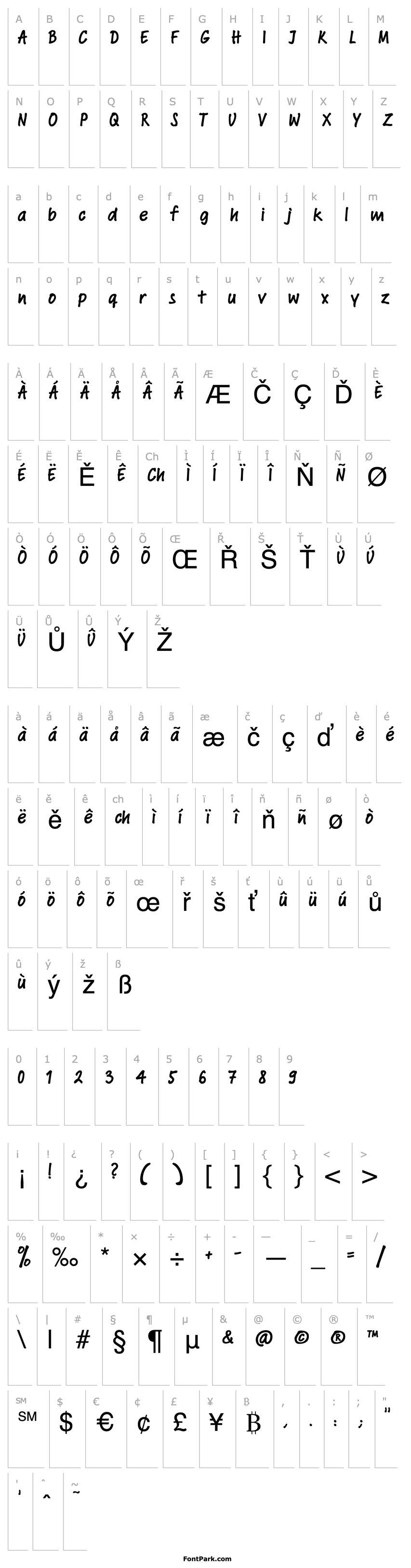 Overview BoniHandwrite-Regular