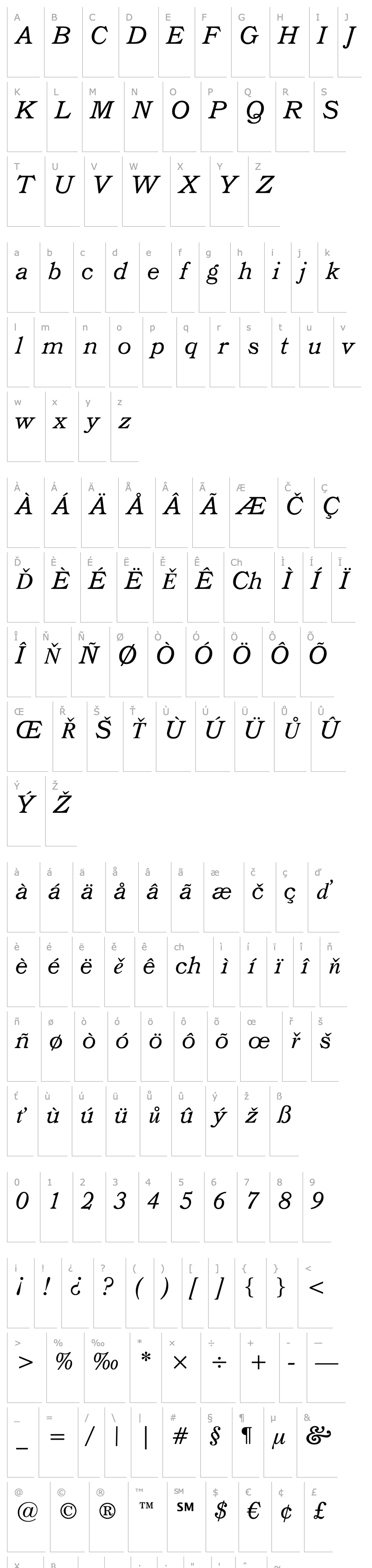 Overview Bookman ItHd BT Italic