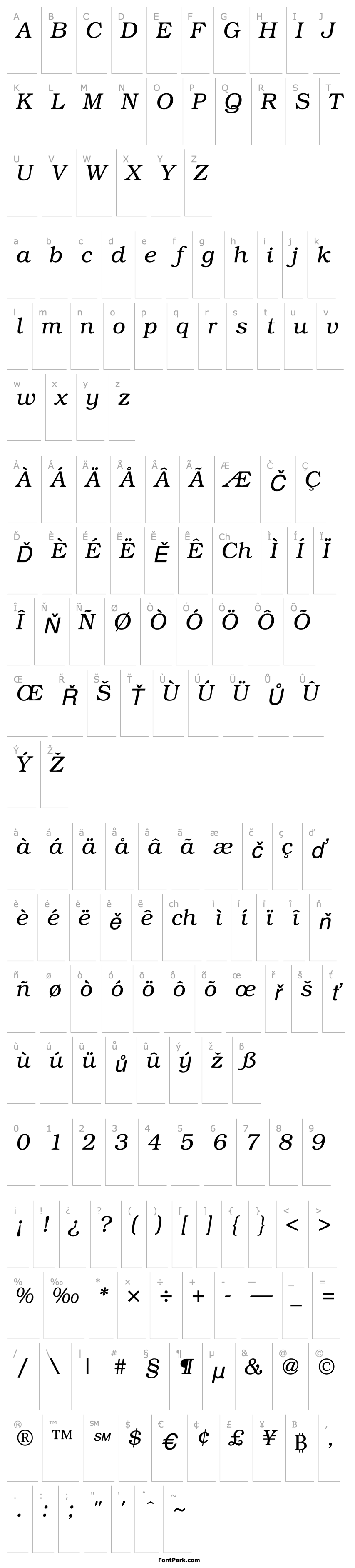 Overview Bookman Light SSi Light Italic