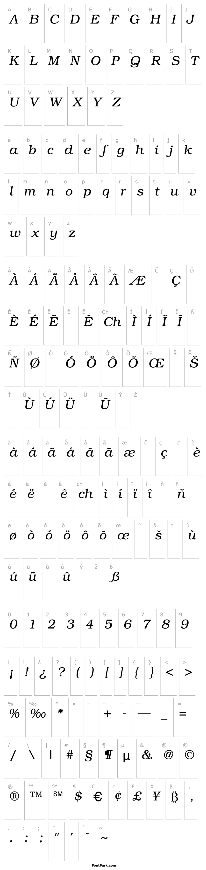 Overview Bookman-LightItalic