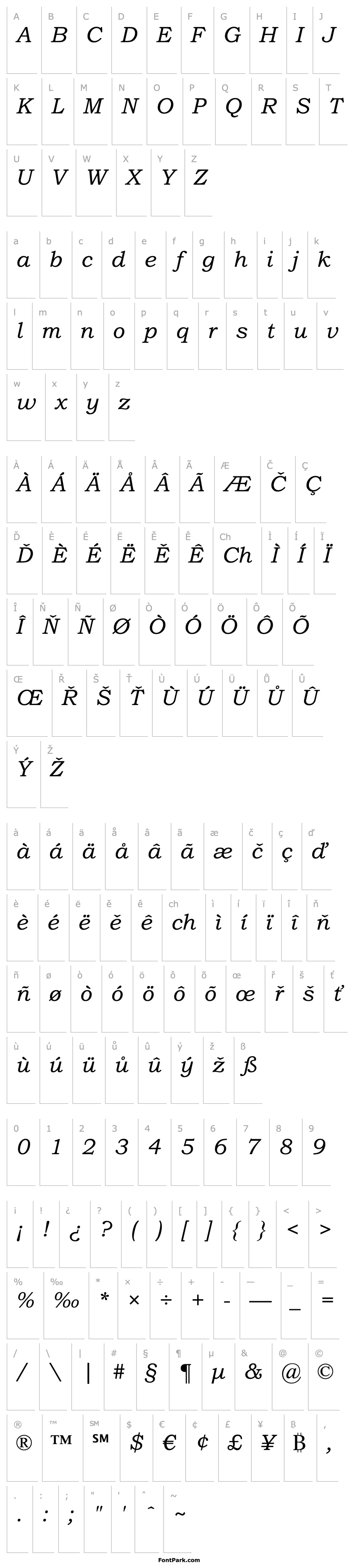 Overview Bookman Old Style Italic 