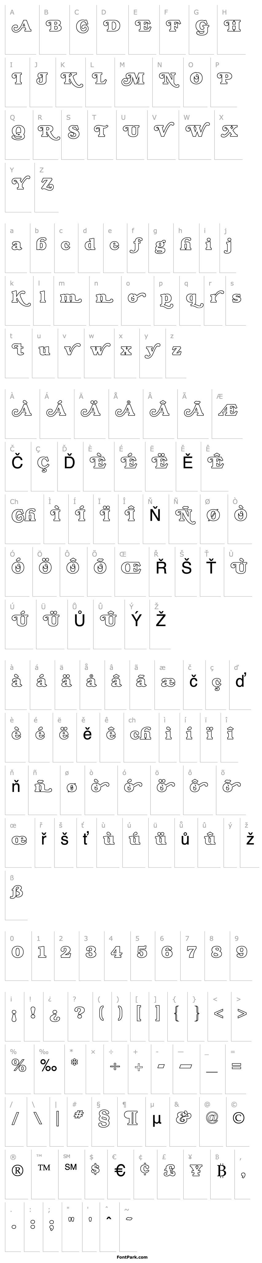 Přehled Bookman Outline Swash Regular