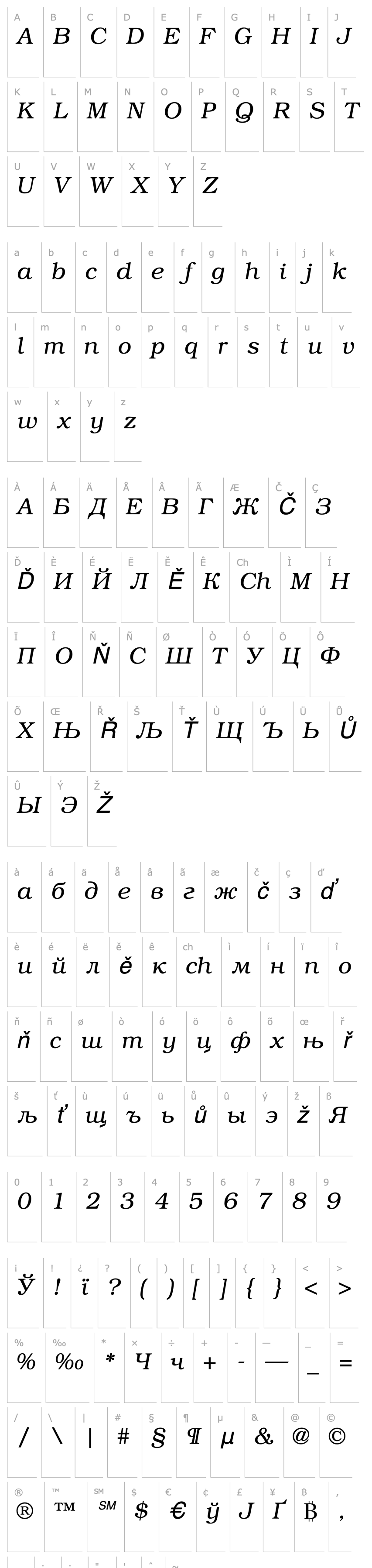 Overview BookmanCTT Italic