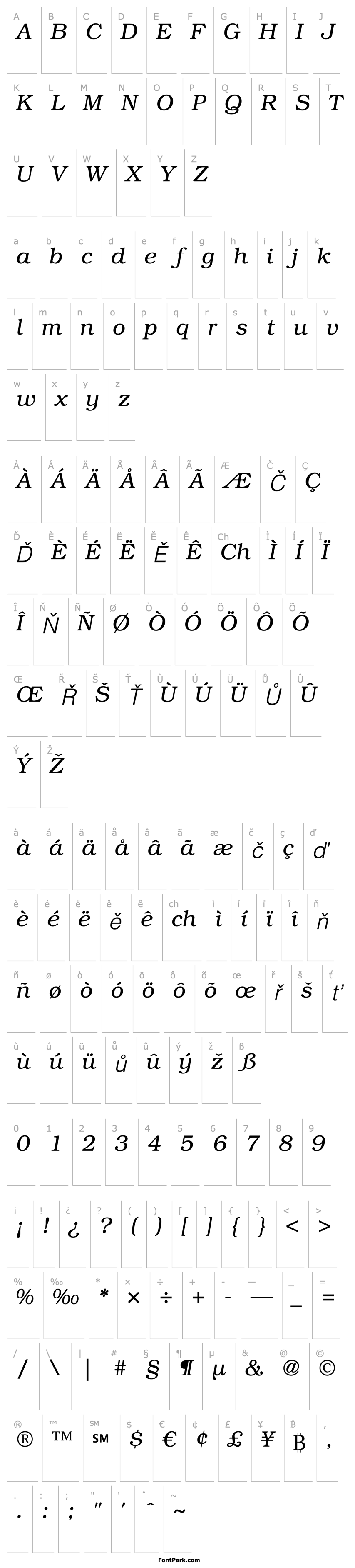 Přehled BookmanStd-LightItalic