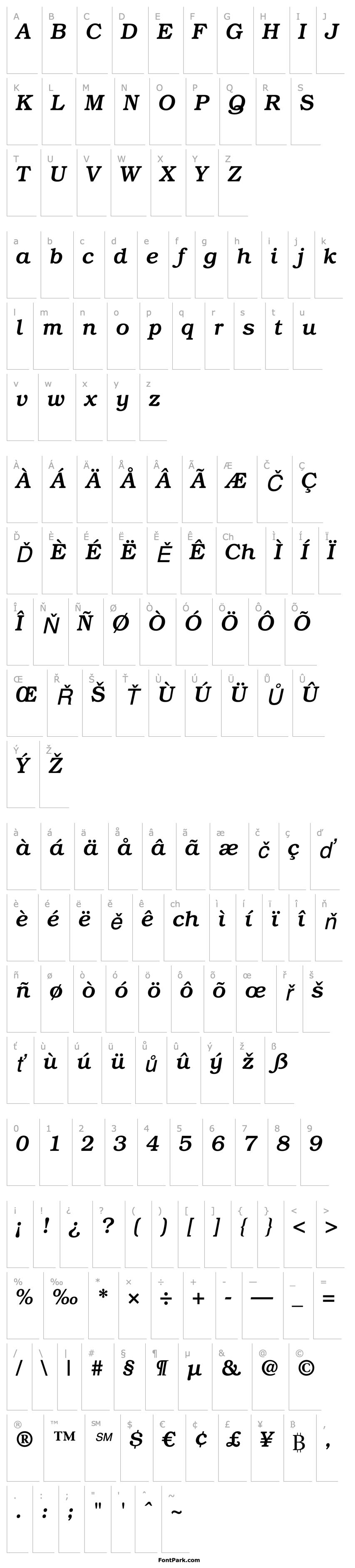 Přehled BookmanStd-MediumItalic