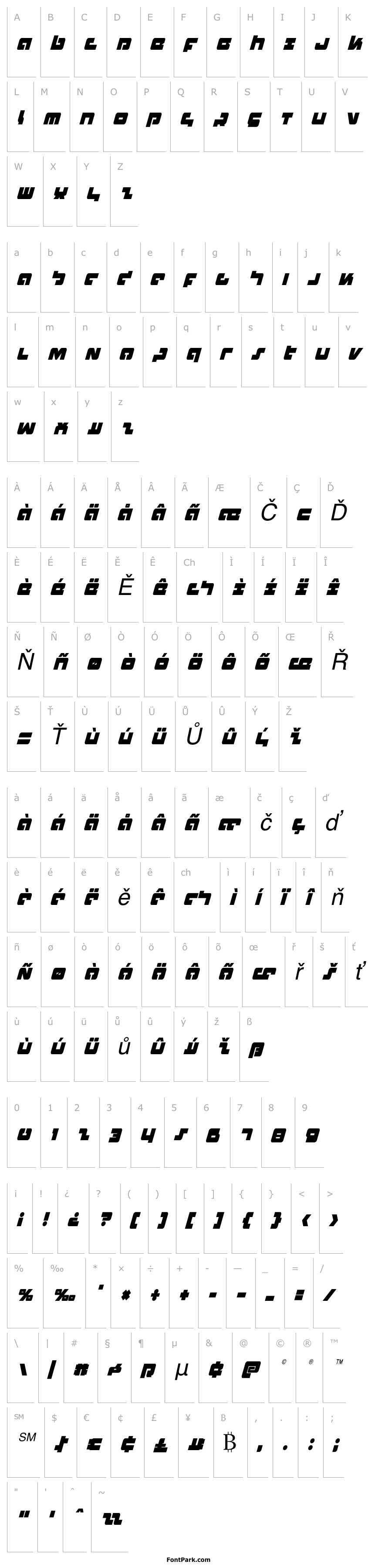 Přehled Boomstick Condensed Italic