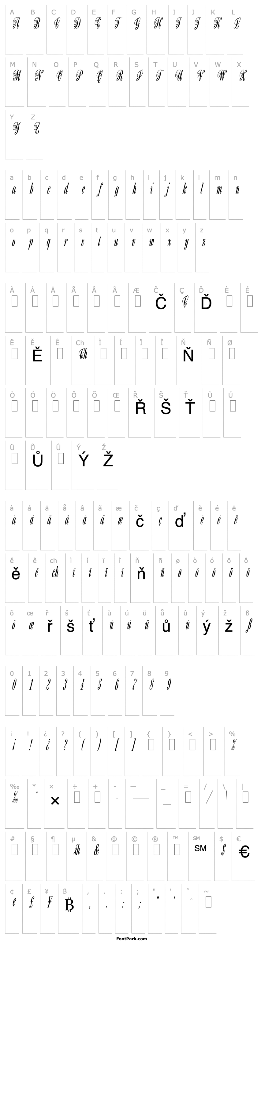 Přehled BordeauxScript Plain