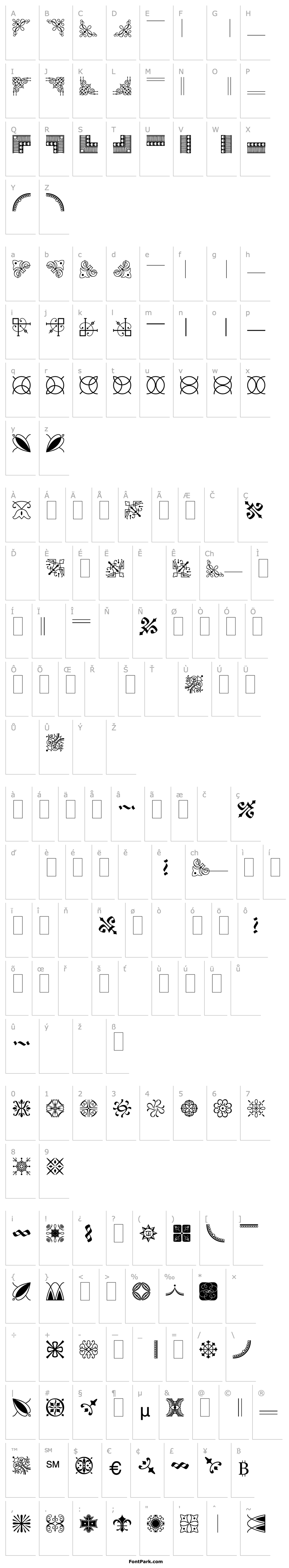 Overview BorderfontClassicalsPlain