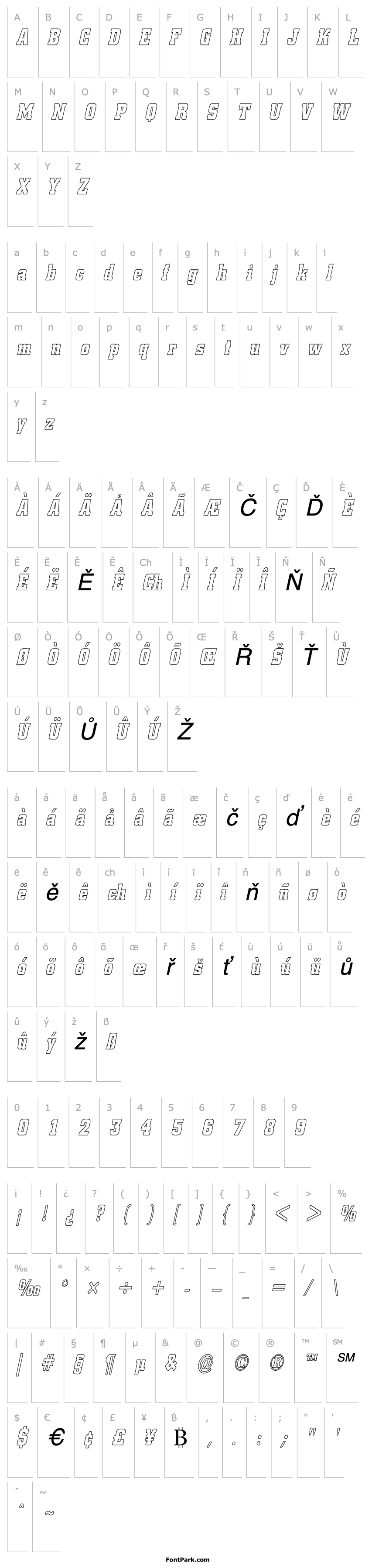 Přehled Borghs-Hollow-Condensed Italic