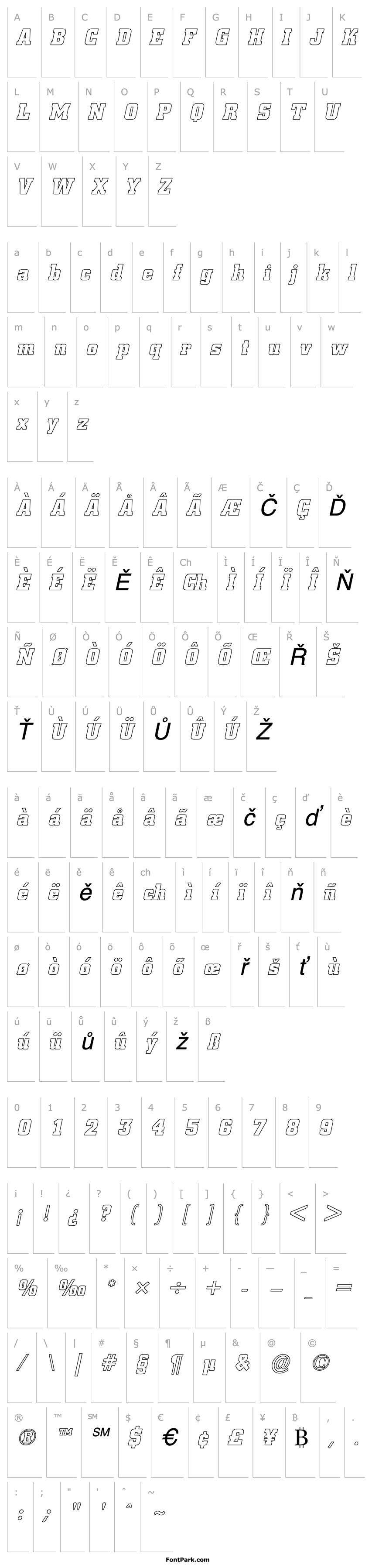 Přehled Borghs-Hollow Italic