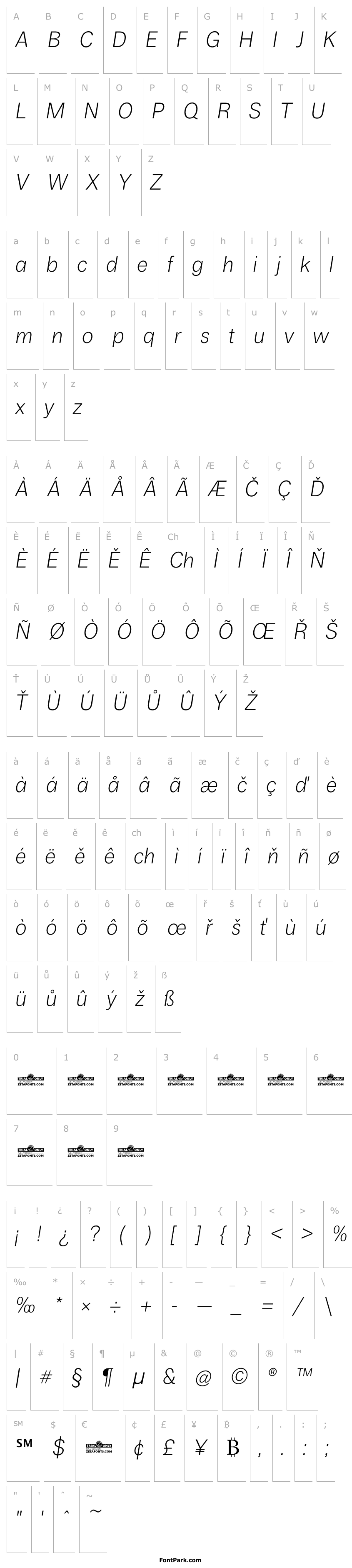 Overview Boring Sans A Trial Light Italic