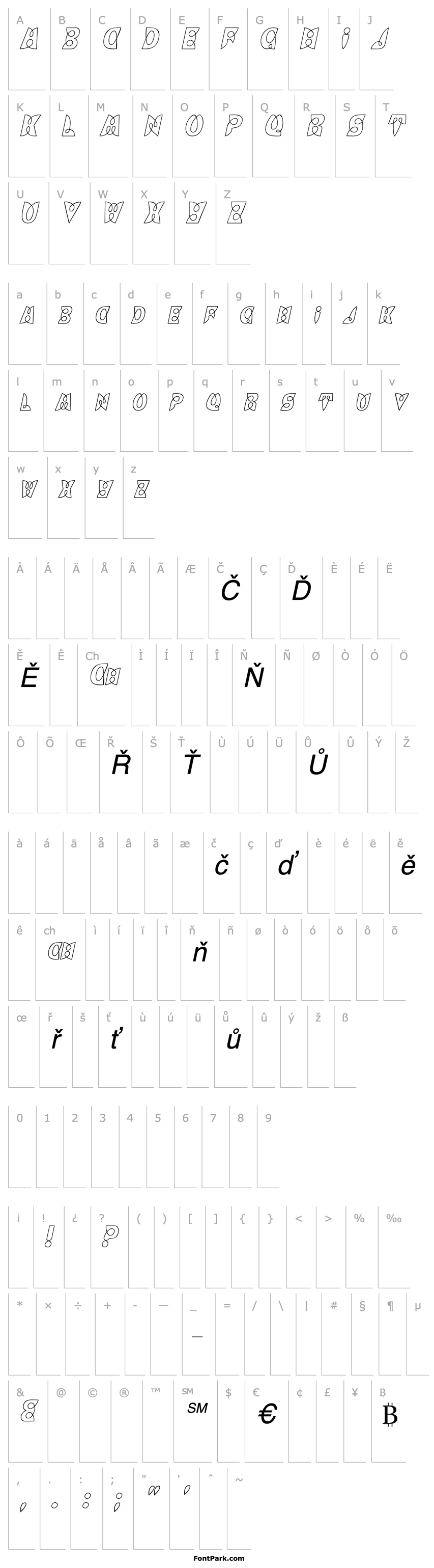 Přehled BrashCapsOutline Italic