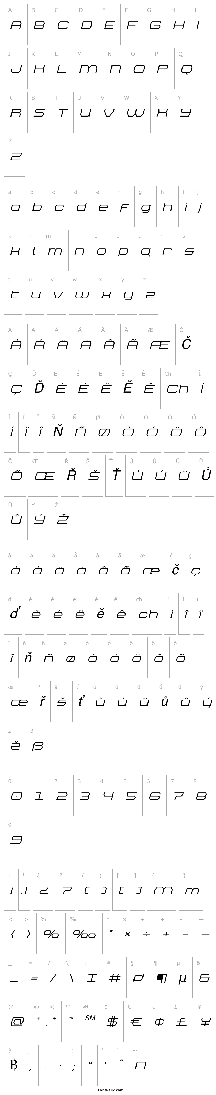 Přehled Bretton Semi-Bold Expanded Italic
