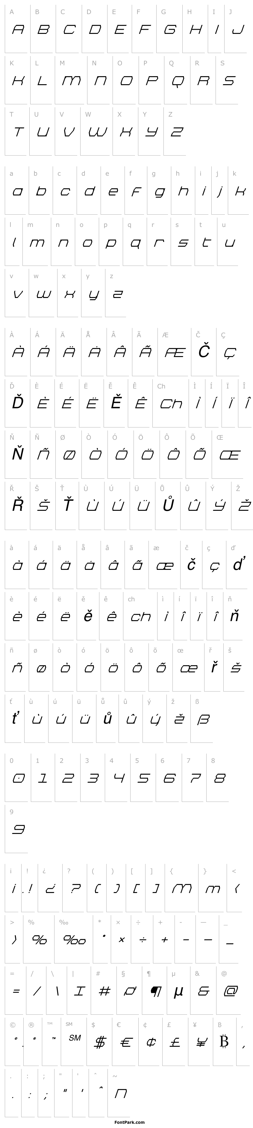Přehled Bretton Semi-Bold Super-Italic
