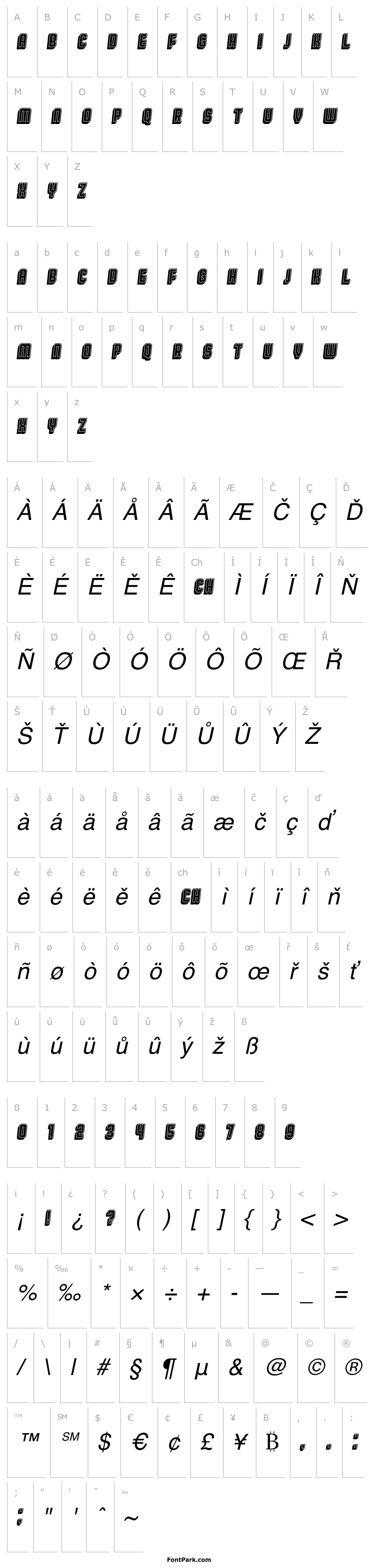 Overview Broadway Flat 3D Filled Italic