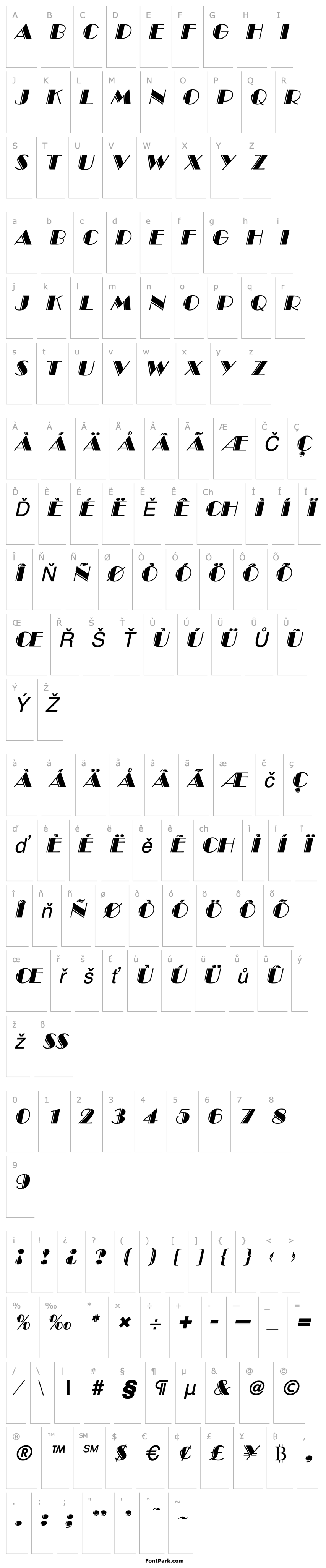 Overview BroadwayEngraved Italic