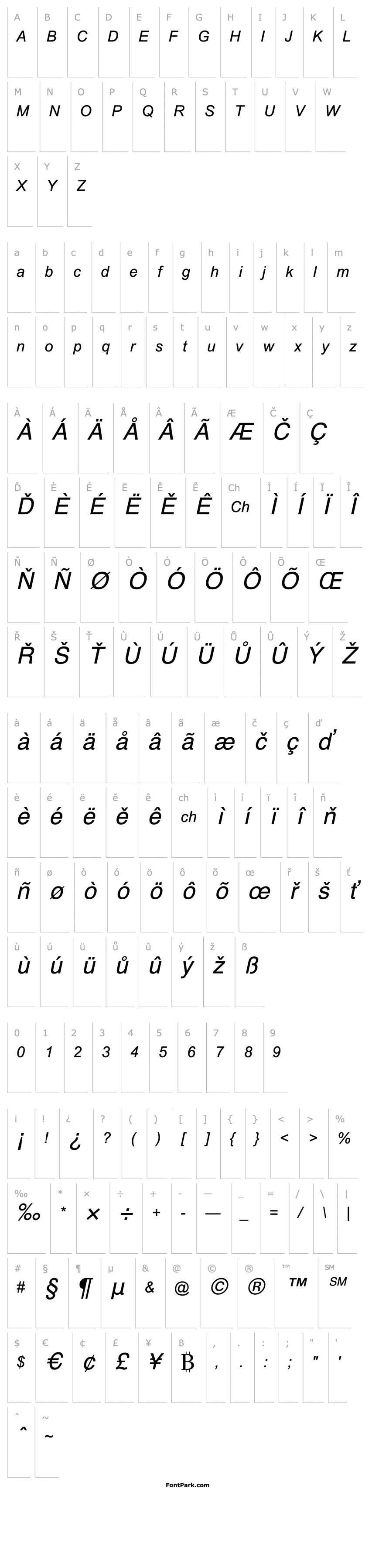 Overview BrowalliaUPC  Italic