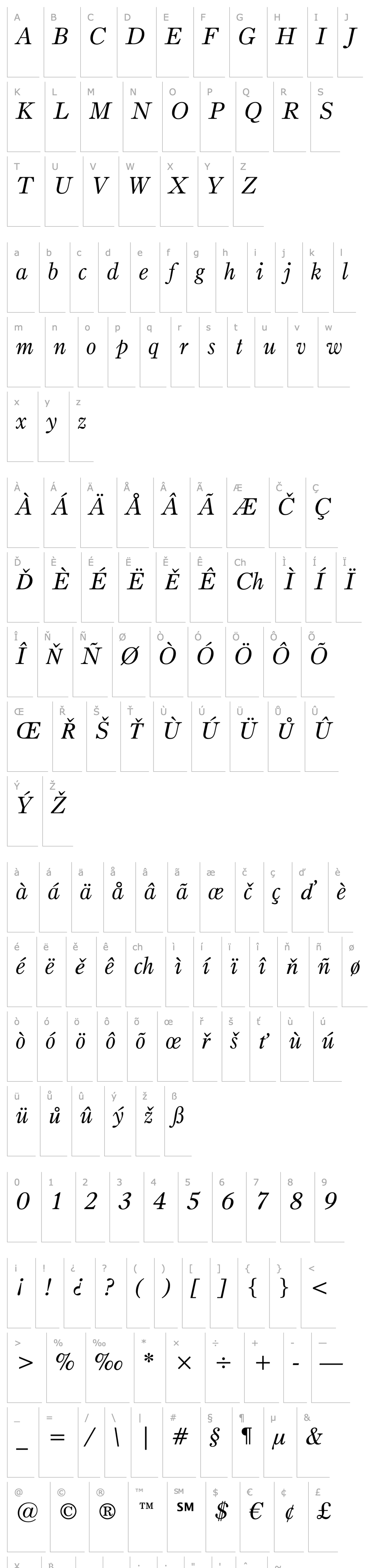 Overview BruceOldStyle BT Italic