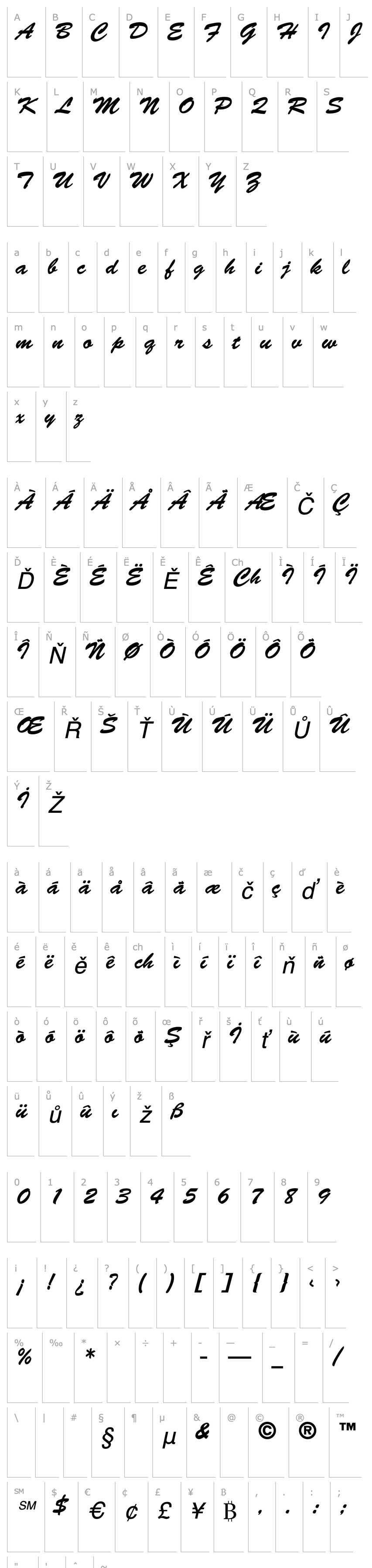 Přehled Brush Script Normal-Italic