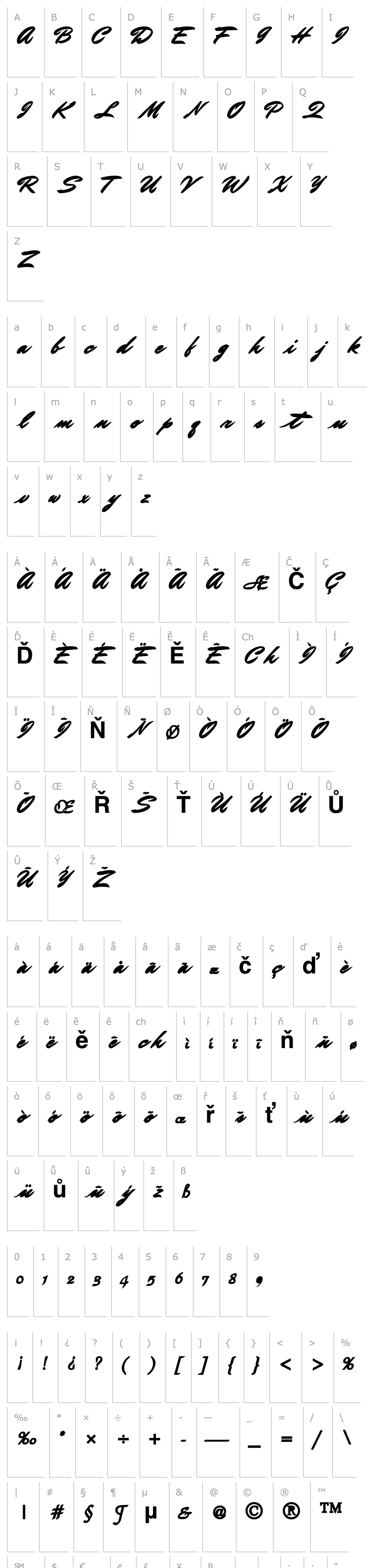 Overview BrushMasterFont12 Bold