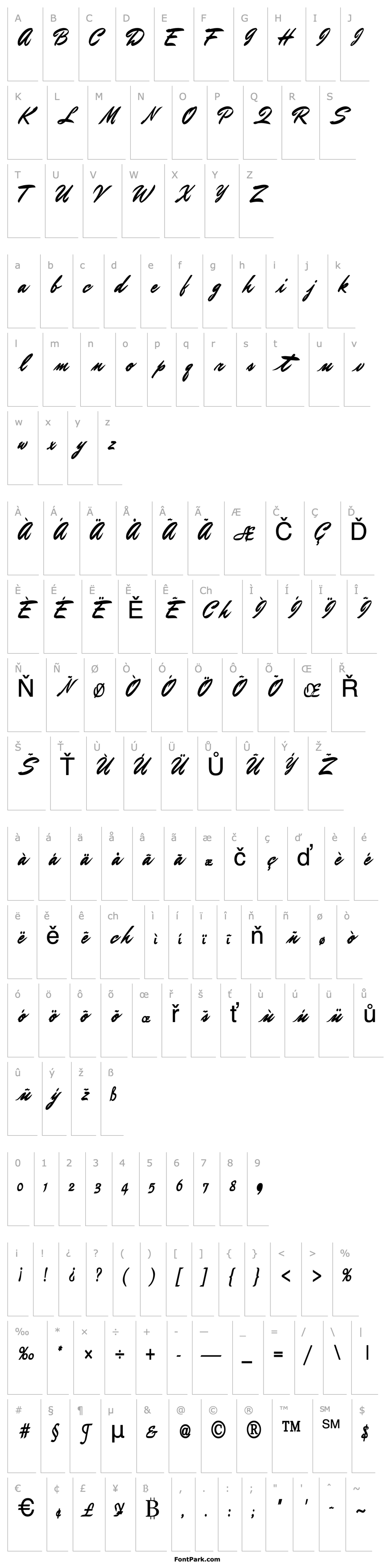 Overview BrushMasterFont12 Regular ttcon