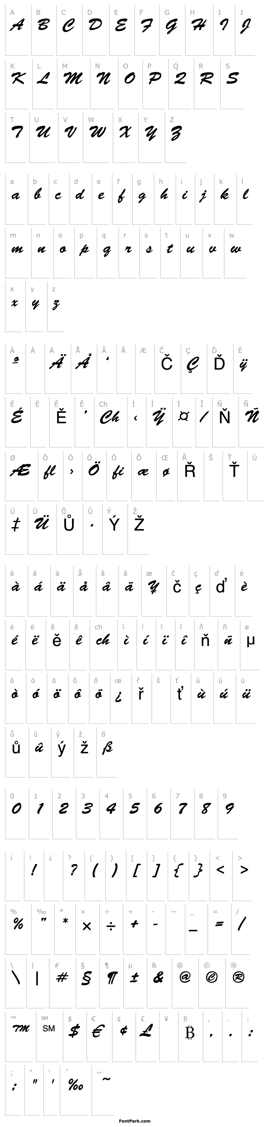 Overview BrushScriptNormalItalic