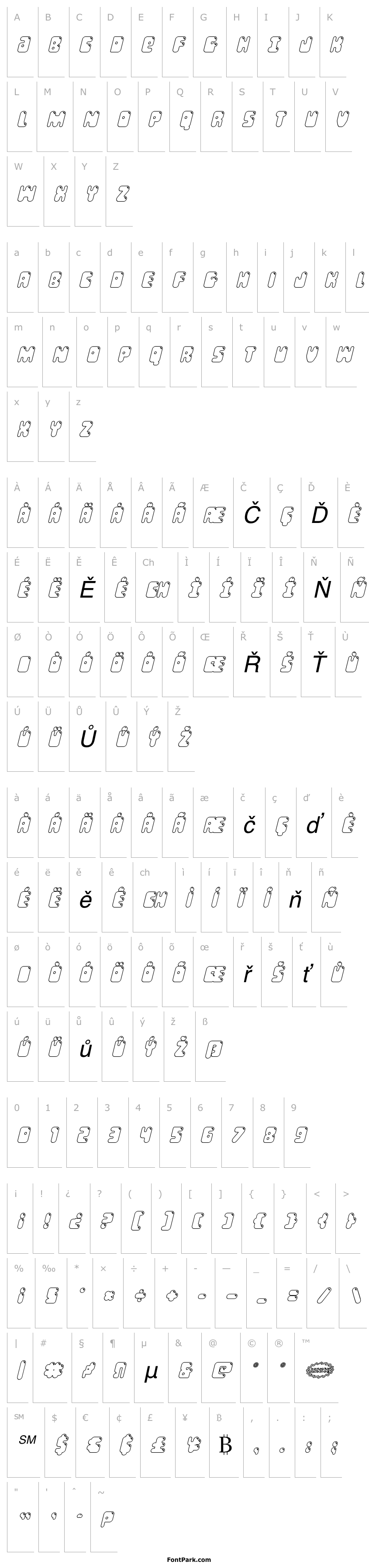 Overview Bubble Butt Outline Italic