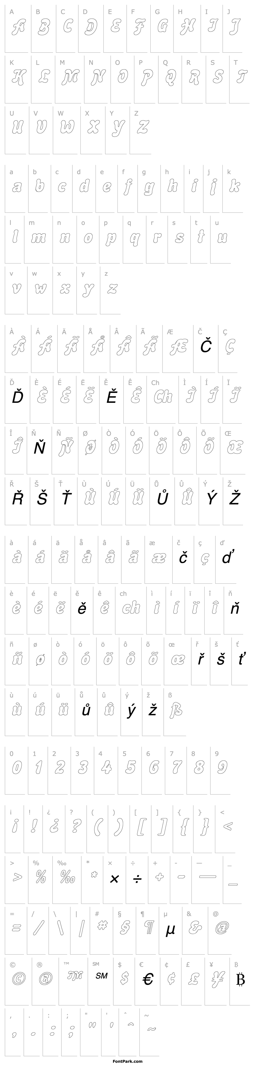 Přehled BubbleSoftOutline Italic