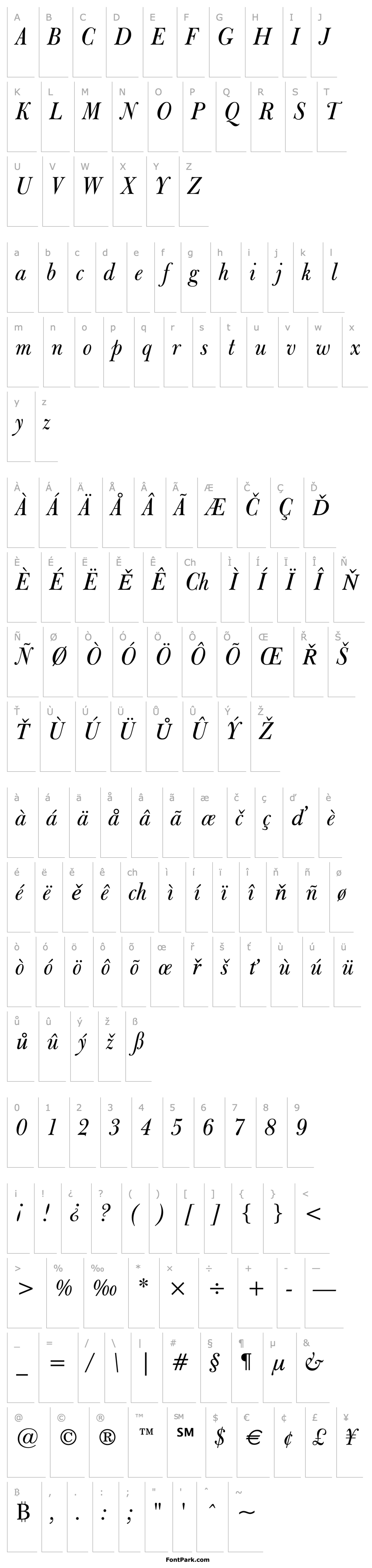 Přehled Bulmer Italic BT