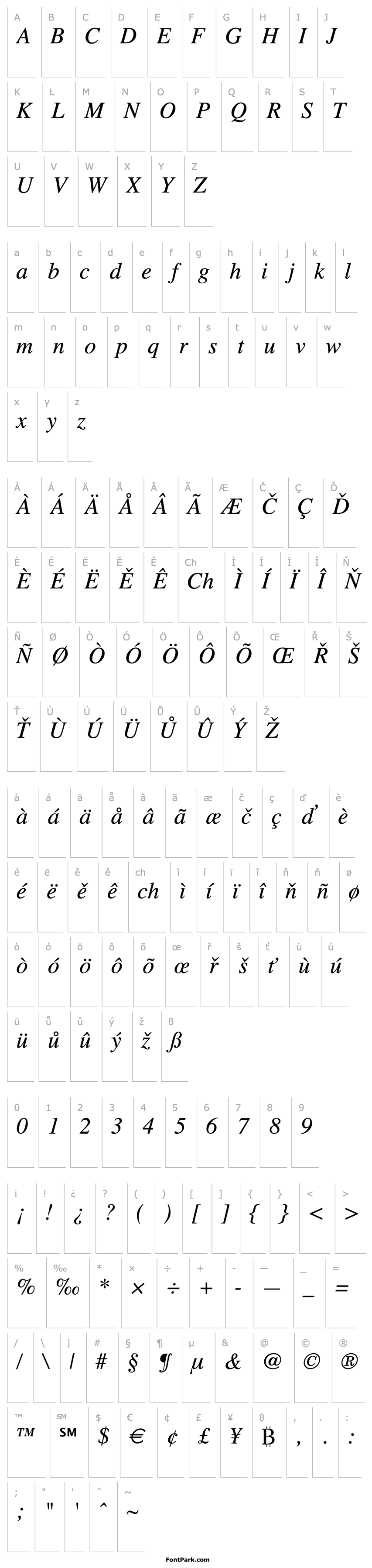 Přehled Bulmer MT Display Alt Italic