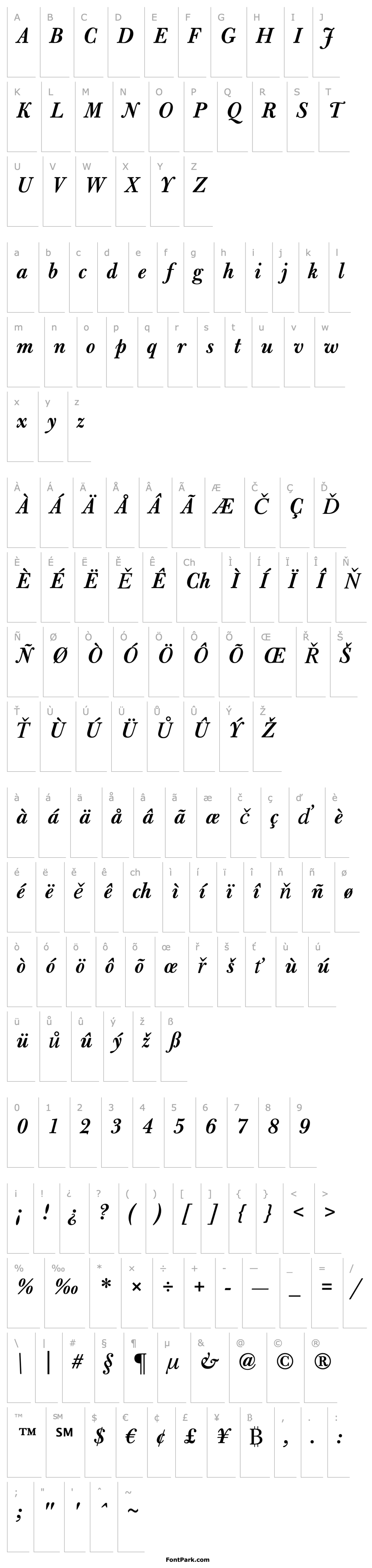 Overview Bulmer MT SemiBold Italic