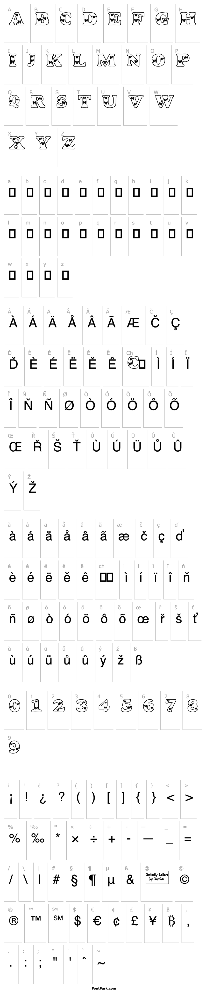 Overview Butterfly Letters