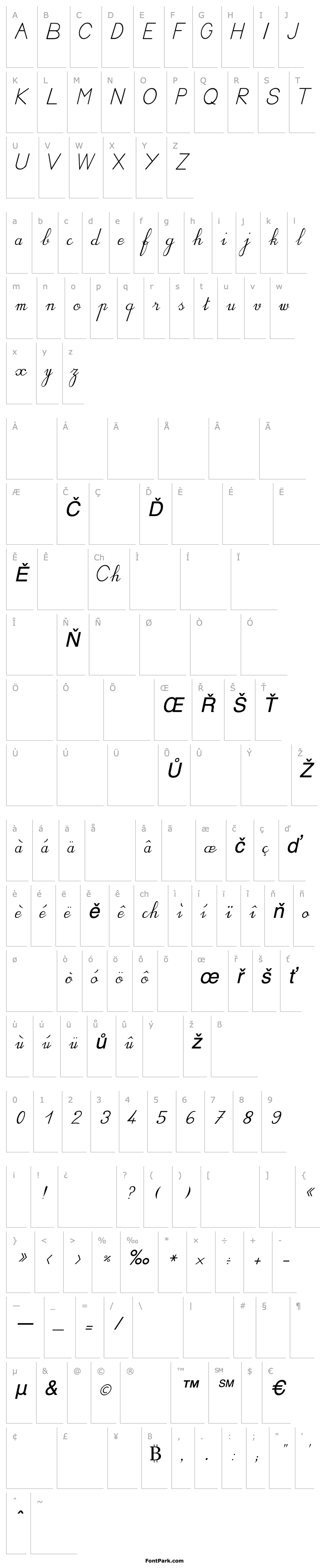 Přehled BV Cursive Ital Italic