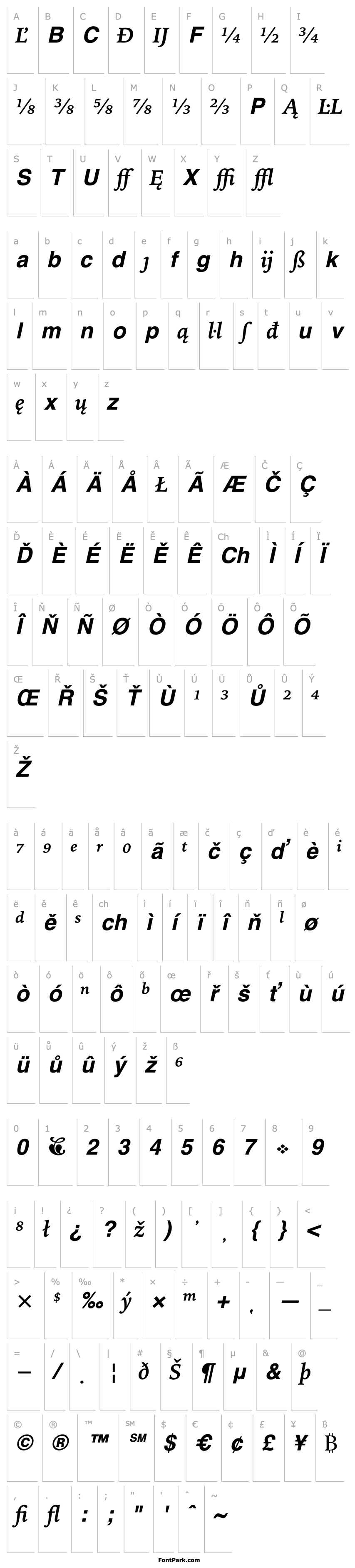 Přehled IowanOldStyleBT-BoldItExtension