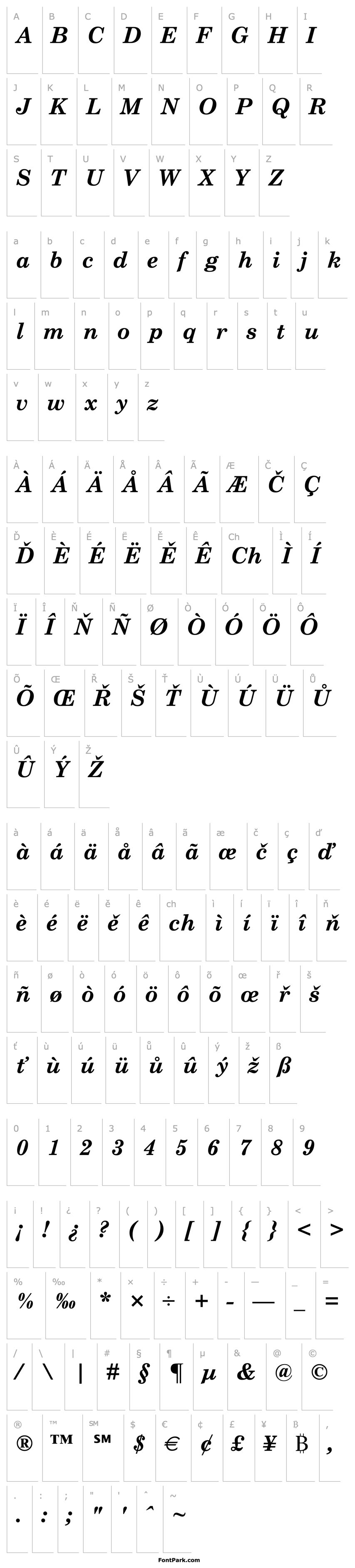 Overview Century Schoolbook Bold Italic