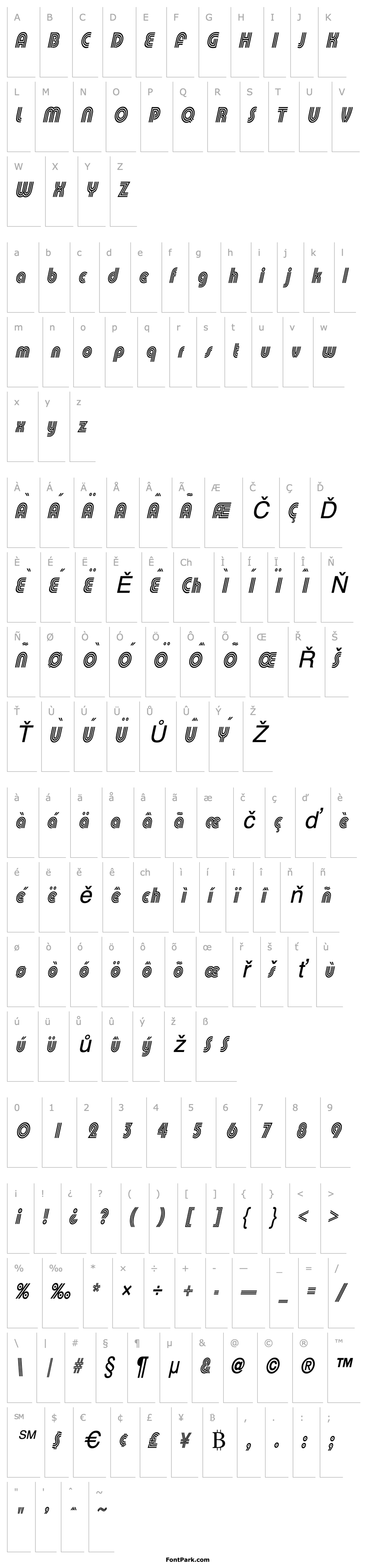 Přehled Cable Thin Italic