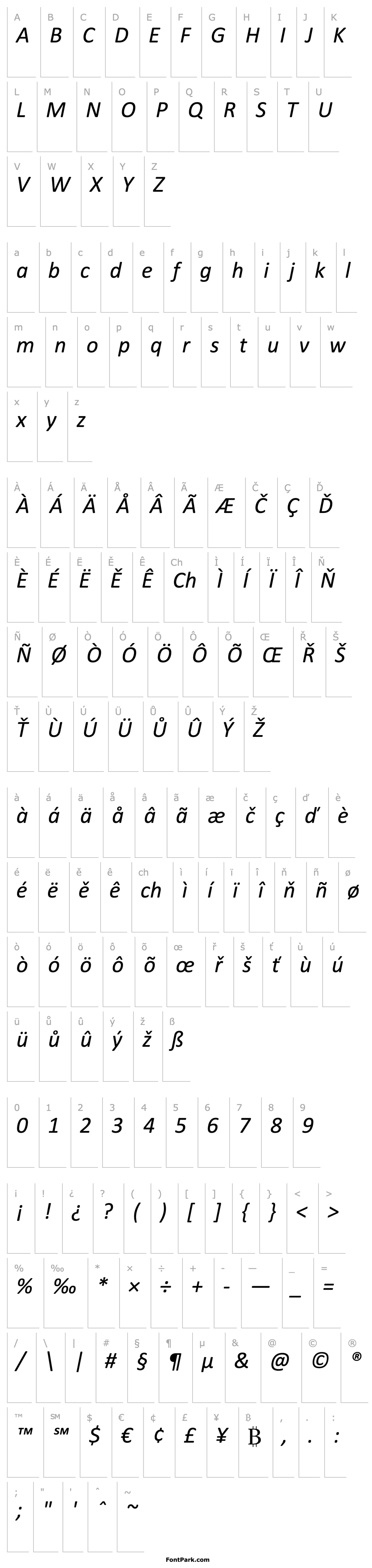 Overview Calibri Italic