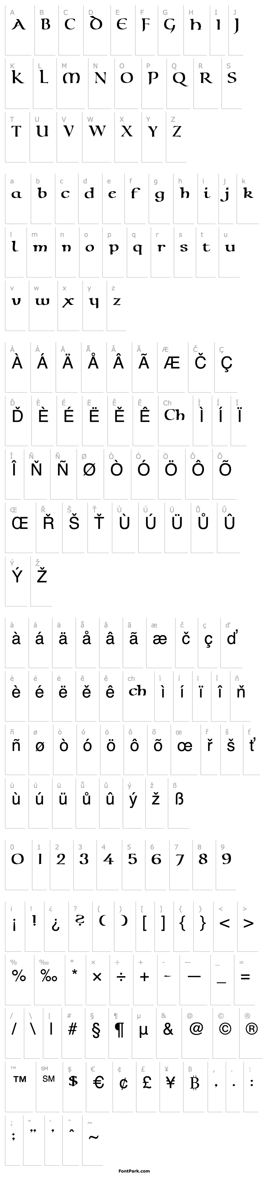 Přehled CallifontsB10PostScript