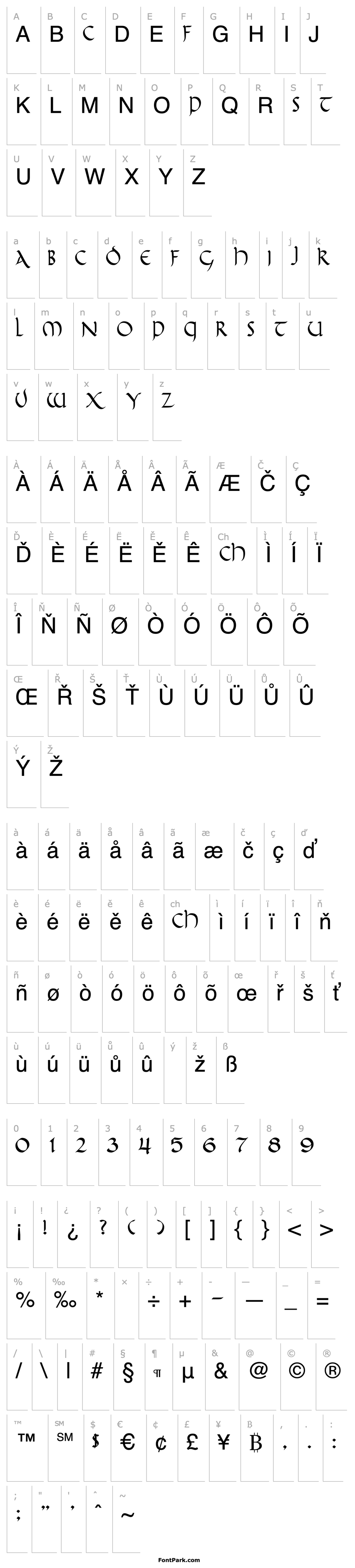 Overview CallifontsF58TrueType Regular