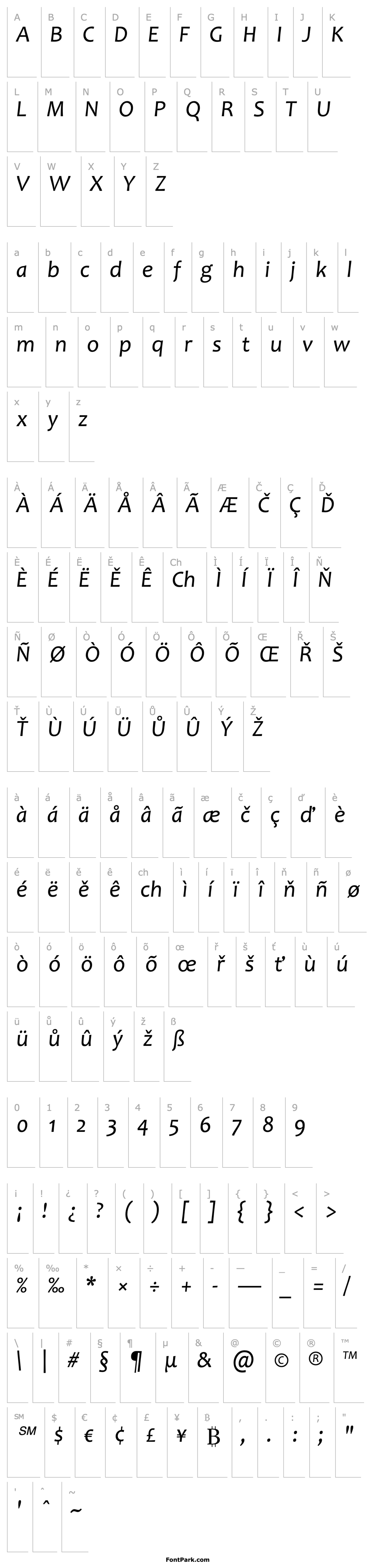 Přehled Candara Italic