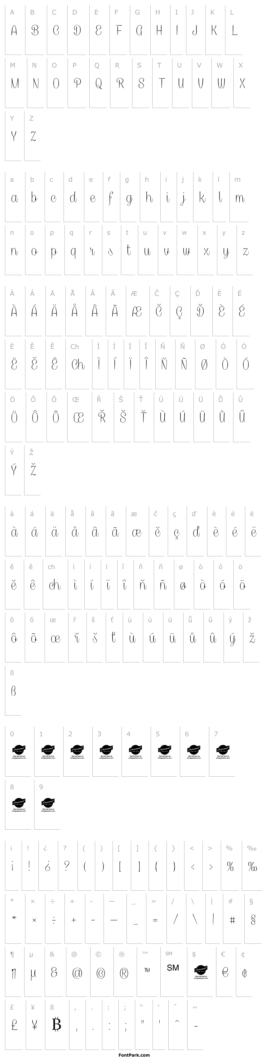 Přehled CaneletterScriptThinPersonal