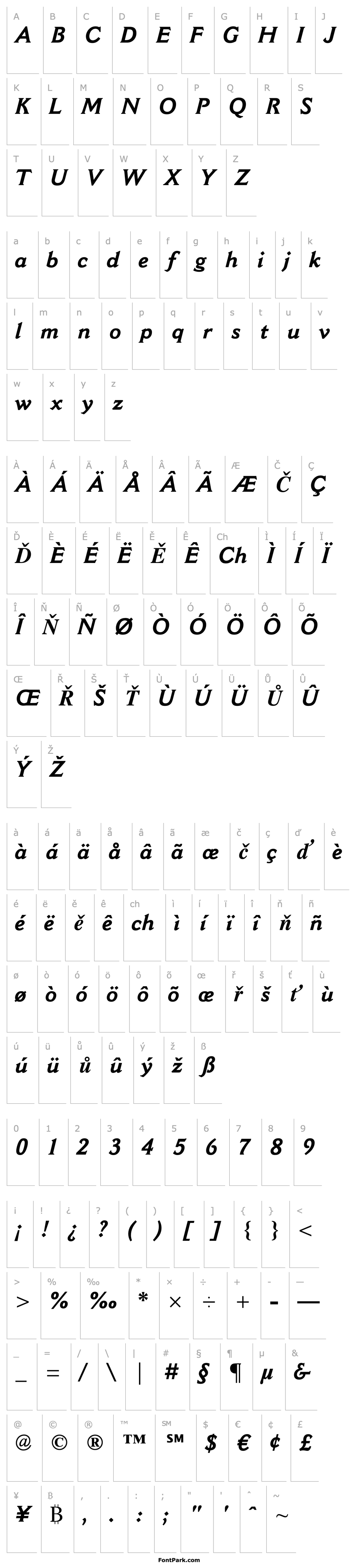 Overview Cantoria MT Bold Italic