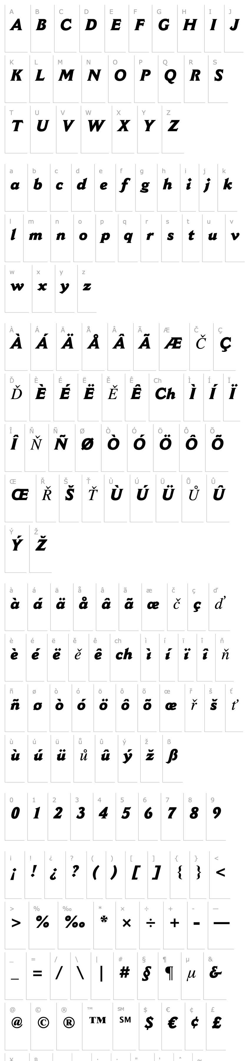 Přehled Cantoria MT ExtraBold Italic