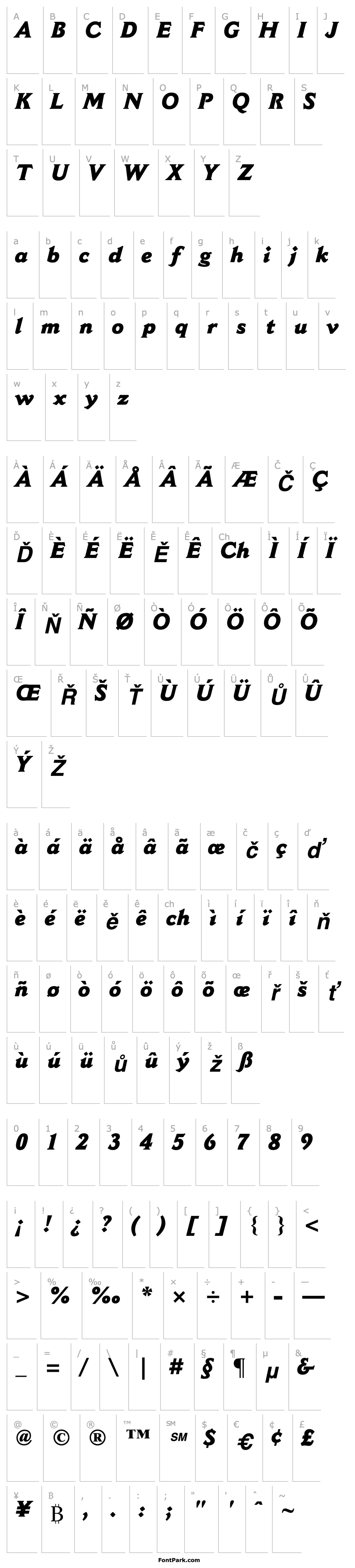 Přehled CantoriaMT-ExtraBold Italic