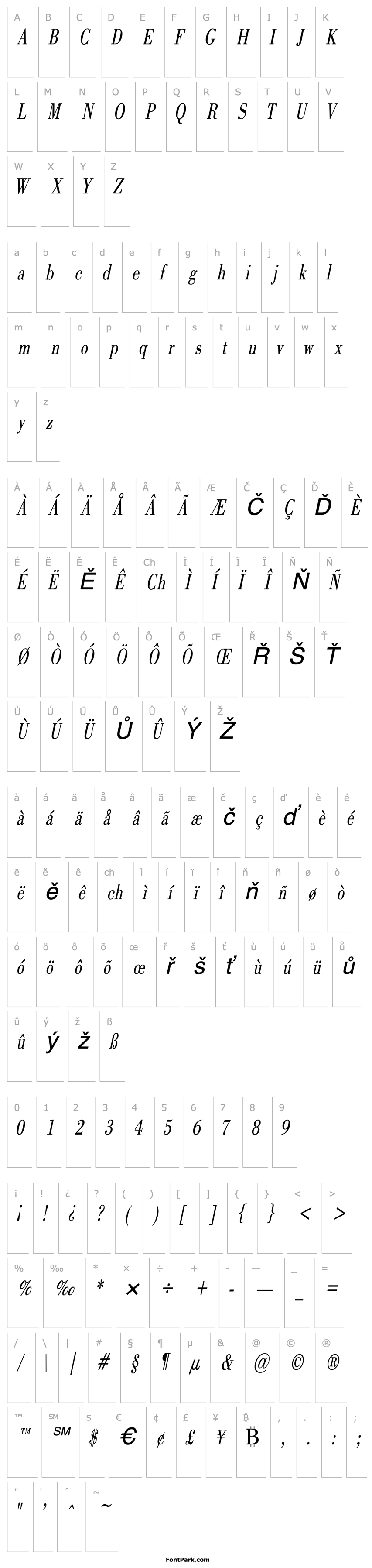 Přehled CapelliCondensed Italic