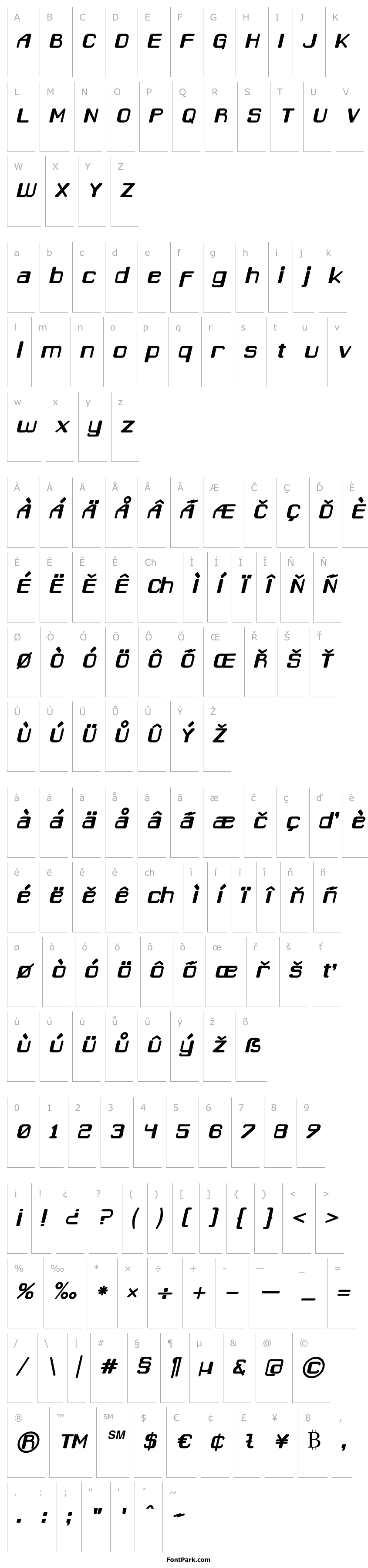 Přehled Caracas Bold Italic