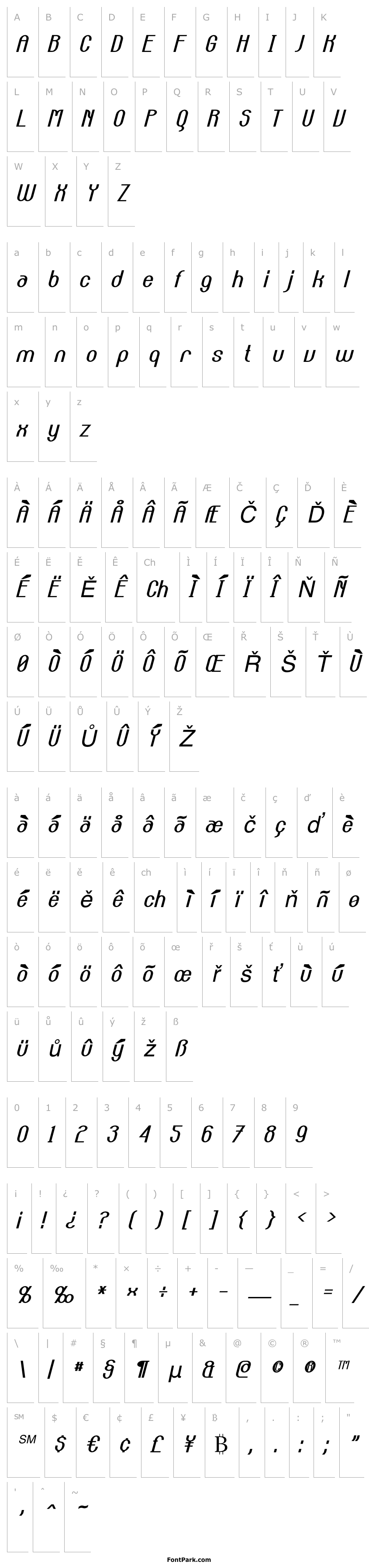 Přehled Carlton Italic