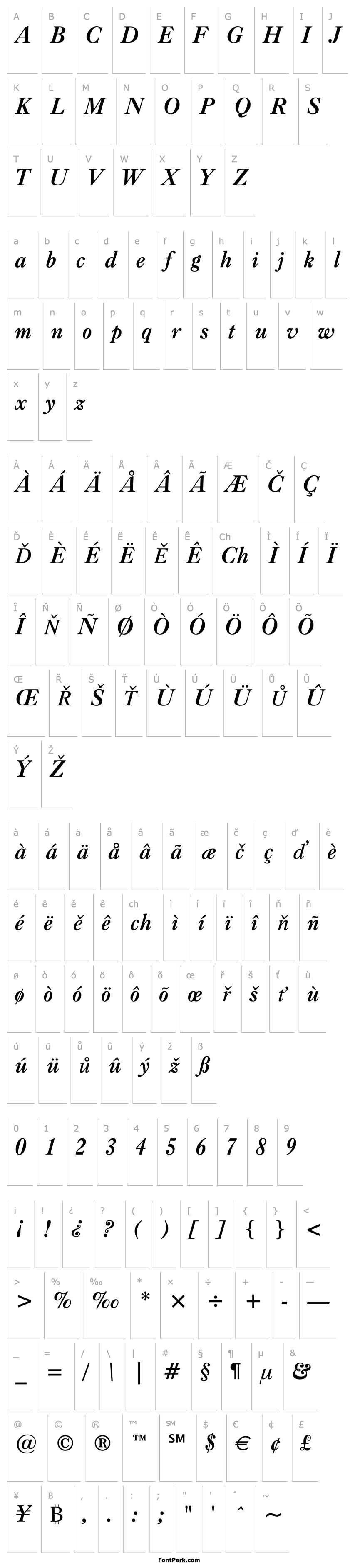 Overview Caslon Bold Italic BT