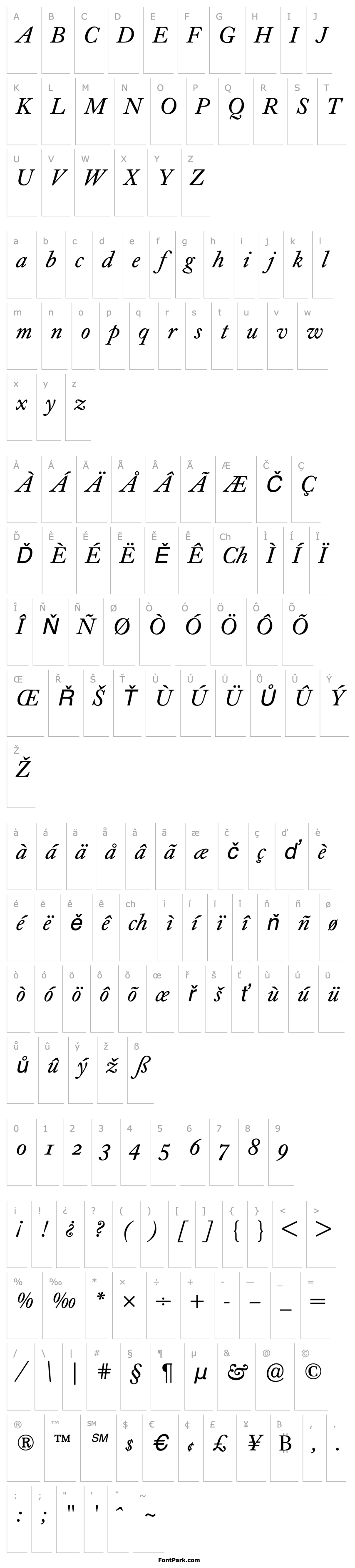 Overview Caslon Book BE Italic Oldstyle Figures