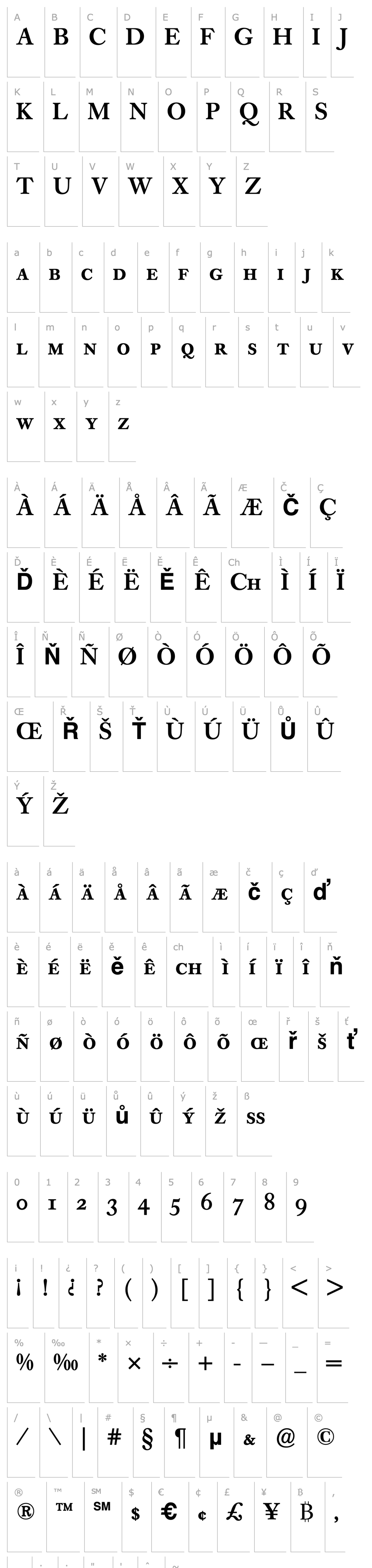 Přehled Caslon Book BE Medium Small Caps & Oldstyle Figures